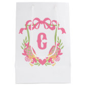 Roze & Groene Pickleball Paddles Monogram Crest Medium Cadeauzakje (Achterkant)