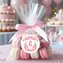 Roze & Groene Pickleball Paddles Monogram Crest Ronde Sticker