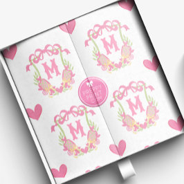 Roze & Groene Pickleball Paddles Monogram Crest Tissuepapier