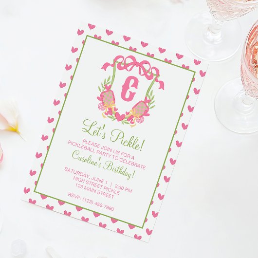 Roze & Groene Pickleball-paddles Monogram Wapensch Kaart