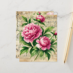  Roze & Groene pioenen Bladmuziek Scrapbook