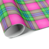 Roze, groene, platte plaat cadeaupapier (Rol Hoek)