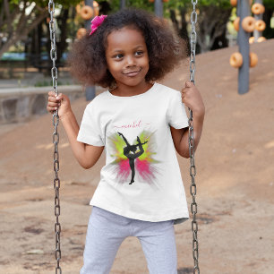 Roze & Groene Poederexplosie Vrouw Gymnastiek T-shirt