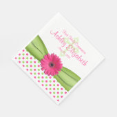 Roze groene poka Dots First Communalized Servet (Hoek)