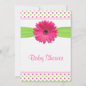 Roze groene poladot Baby shower uitnodiging (Voorkant)