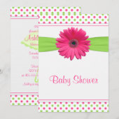 Roze groene poladot Baby shower uitnodiging (Voorkant / Achterkant)