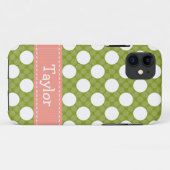 Roze groene poladot Case-Mate iPhone case (Achterkant (horizontaal))