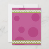 Roze groene polaire dot lint Baby shower uitnodigi Kaart (Achterkant)