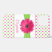 Roze groene Polka Dot Gerbera Daisy Case-Mate iPhone Case (Achterkant (horizontaal))