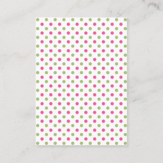 Roze Groene Polka Dots Bat Mitswa Receptie Kaart (Achterkant)