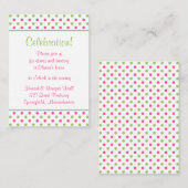 Roze Groene Polka Dots Bat Mitswa Receptie Kaart (Voorkant / Achterkant)