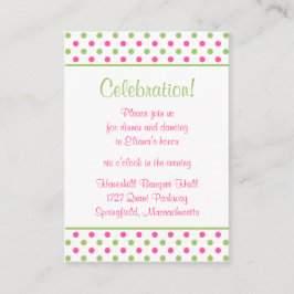 Roze Groene Polka Dots Bat Mitswa Receptie Kaart