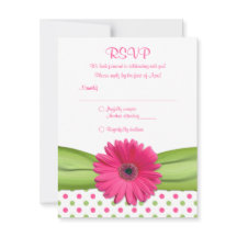 Roze & Groene Polka Dots Bat Mitzvah Reageer Kaart