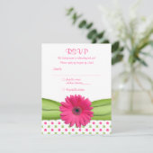 Roze & Groene Polka Dots Bat Mitzvah Reageer Kaart (Staand voorkant)