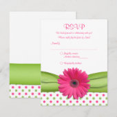 Roze & Groene Polka Dots Bat Mitzvah Reageer Kaart (Voorkant / Achterkant)