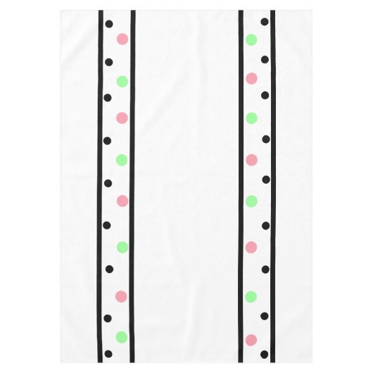 Roze groene polka stippen wit tafelkleed (Voorkant)