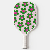 Roze + Groene preppy bloemen schattig meisje Pickleball Paddle (Achterkant)