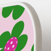 Roze + Groene preppy bloemen schattig meisje Pickleball Paddle (Links Detail)