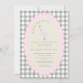 Roze & Groene Preppy Gekke Gans Baby shower Kaart (Voorkant)