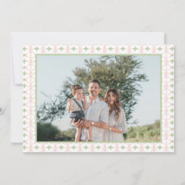 Roze Groene Preppy Kerst Notenkraker 2 Foto's Feestdagenkaart
