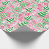 Roze & Groene Preppy Kerstcadeau Verpakkingspapier Cadeaupapier (Hoek)