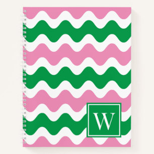 Roze & Groene Preppy Ric Rac Streep Notitieboek