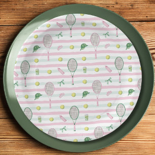 Roze Groene Preppy Tennis Bruidsfeest Papieren Bordje