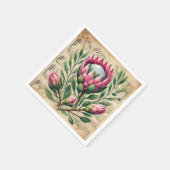  Roze & Groene Proteas Bladmuziek Decoupage Servet (Hoek)