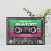 Roze Groene Retro 80s Neon Cassette Verjaardagsfee Kaart (Staand voorkant)