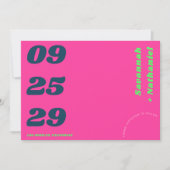 Roze & groene retro fotowebsite bruiloft met vet g save the date (Voorkant)