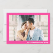 Roze & groene retro fotowebsite bruiloft met vet g save the date (Achterkant)