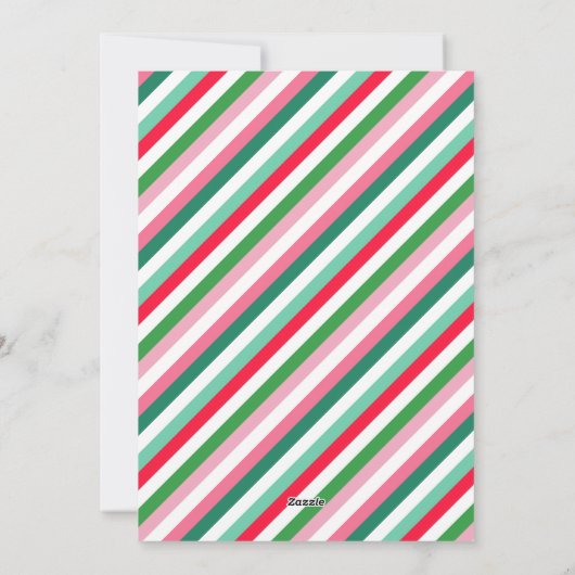 Roze Groene Retro Merry Woofmas Fotocollage Feestdagenkaart (Achterkant)