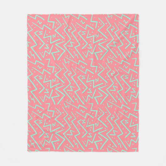 Roze & Groene Retro Psychedelische Ontwerp Fleece Deken (Voorkant)