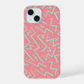Roze & Groene Retro Psychedelische Ontwerp iPhone 15 Case (Achterkant)