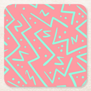 Roze & Groene Retro Psychedelische Ontwerp Kartonnen Onderzetters