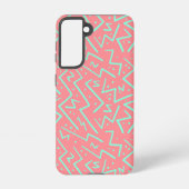 Roze & Groene Retro Psychedelische Ontwerp Samsung Galaxy Hoesje (Achterkant)