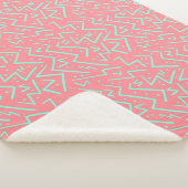 Roze & Groene Retro Psychedelische Ontwerp Sherpa Deken (3/4)
