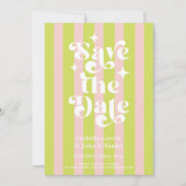 Roze Groene Retro Typografie Trouw Save The Date Aankondiging (Voorkant)