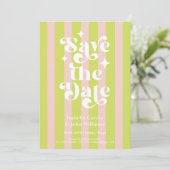 Roze Groene Retro Typografie Trouw Save The Date Aankondiging (Staand voorkant)