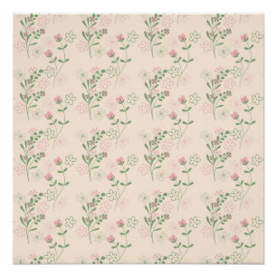 Roze Groene Retro Y2K 70er Jaren Bloem Patroon Perfect Poster