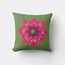 Roze groene rode rode mandala bloem Throw Cushion Kussen