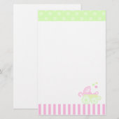 Roze/groene rol briefpapier (Voorkant / Achterkant)