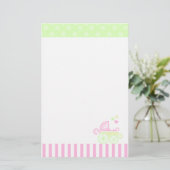 Roze/groene rol briefpapier (Staand voorkant)