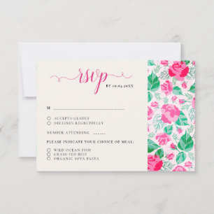 Roze Groene Roos Bloemblaadjes Bloemen Tuin Bruilo RSVP Kaartje