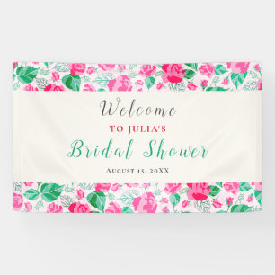 Roze Groene Roos Bloemblaadjes Bloemen Tuin Bruilo Spandoek
