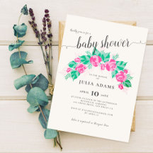 Roze Groene Roos Bloemen Tuin Baby Shower