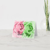 Roze & Groene Rozen Dank u kaart (Voorkant)
