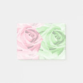 Roze & Groene Rozen Elegante Sticky Notes (Voorkant)