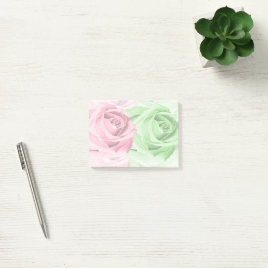 Roze & Groene Rozen Elegante Sticky Notes (Kantoor)