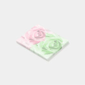 Roze & Groene Rozen Elegante Sticky Notes (Schuin)